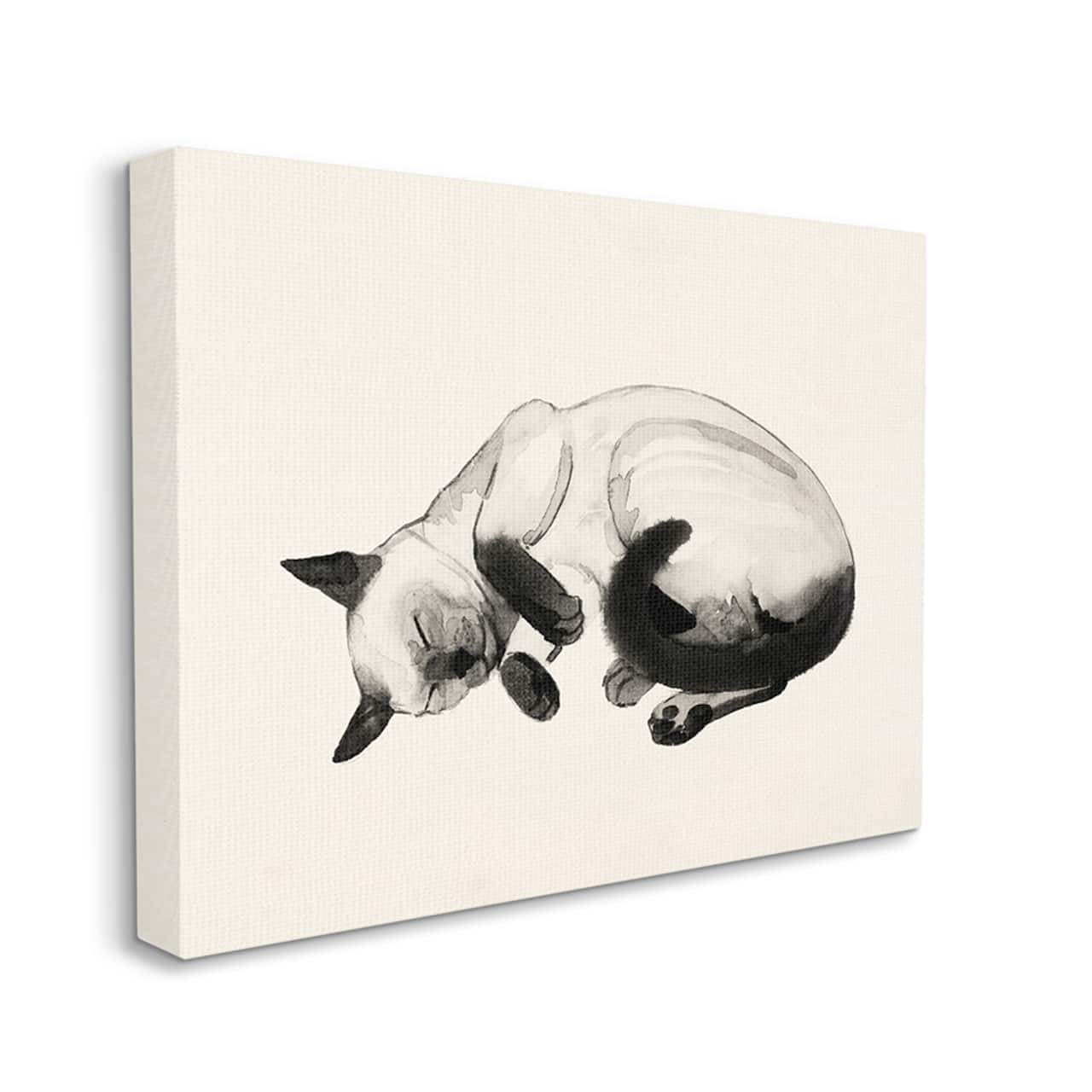 Stupell Industries Siamese Cat Nap Minimal Relaxed Pet Canvas Wall Art